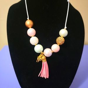 Large beaded Unicorn charm necklace